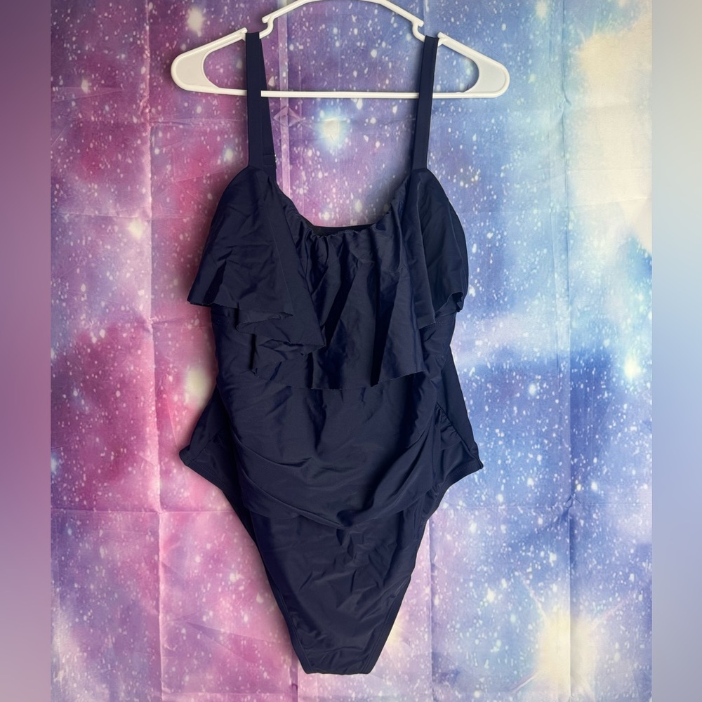 Cupshe Navy Ruffle One Piece Swimsuit